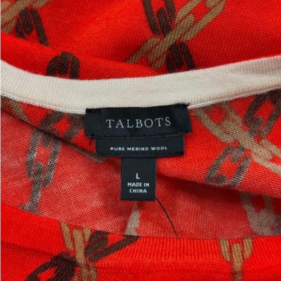 NEW Talbots Merino Wool Charming Shell Chain Links Crew Neck Sleeveless Size L - Picture 4 of 7